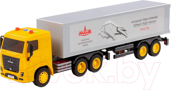 Изображение товара Автомобиль игрушечный Полесье Маз Тягач с полуприцепом со звуком и светом / 94124 (инерционный)