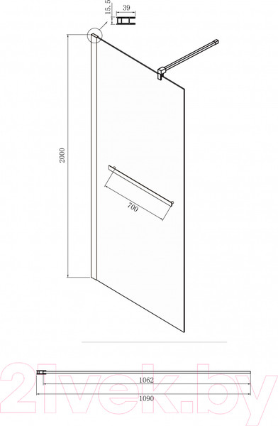 Изображение товара Душевая стенка Ambassador Walk-In 110x200 / 15031234