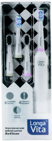 Изображение товара Электрическая зубная щетка Longa Vita PT4R (белый, 4 насадки)
