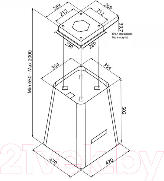 Изображение товара Вытяжка коробчатая Krona Hilary Isola 500 S / КА-00002734 (черный)