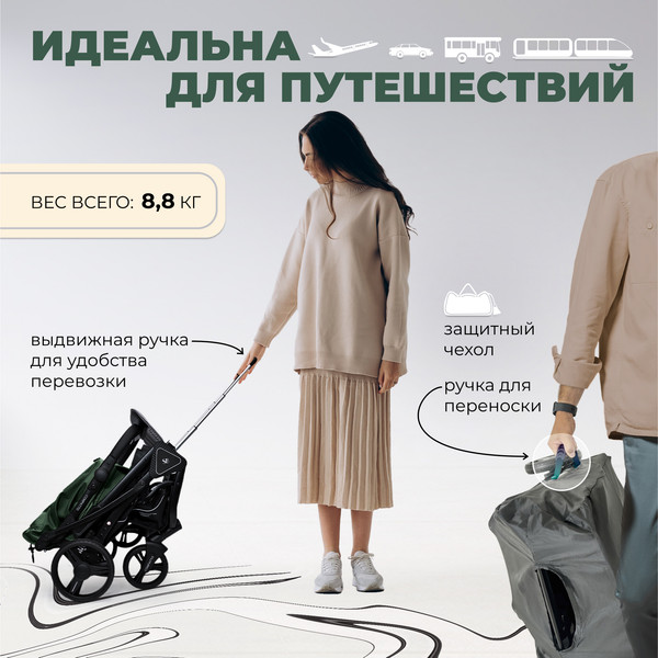 Изображение товара Детская прогулочная коляска Sweet Baby Compatto (Dark Green)