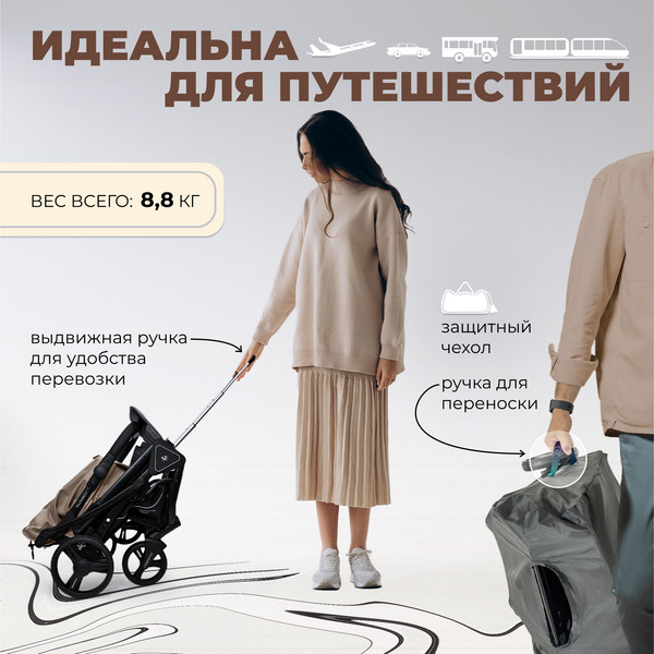 Изображение товара Детская прогулочная коляска Sweet Baby Compatto (Beige)