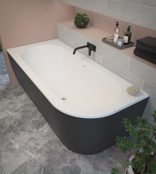 Изображение товара Ванна акриловая Cezares Slim Corner-180-80-60-L-NERO-SET