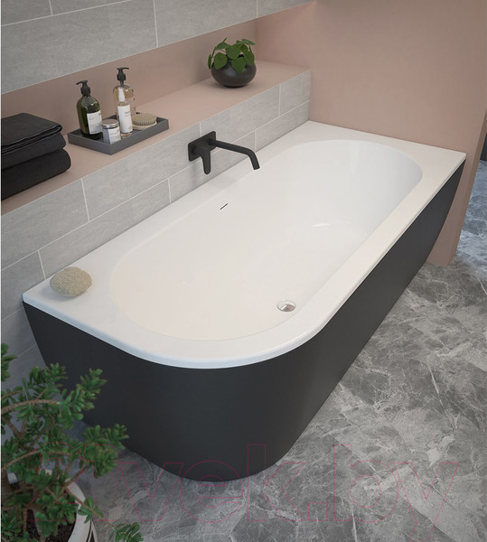 Изображение товара Ванна акриловая Cezares Slim Corner-180-80-60-R-NERO-SET