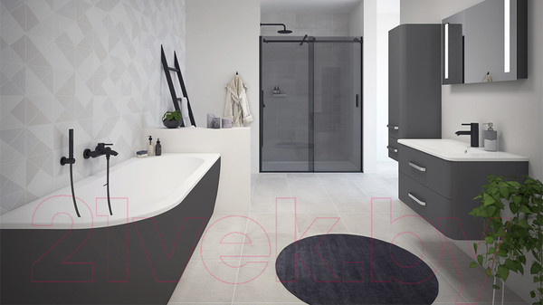 Изображение товара Ванна акриловая Cezares Slim Corner-180-80-60-R-NERO-SET