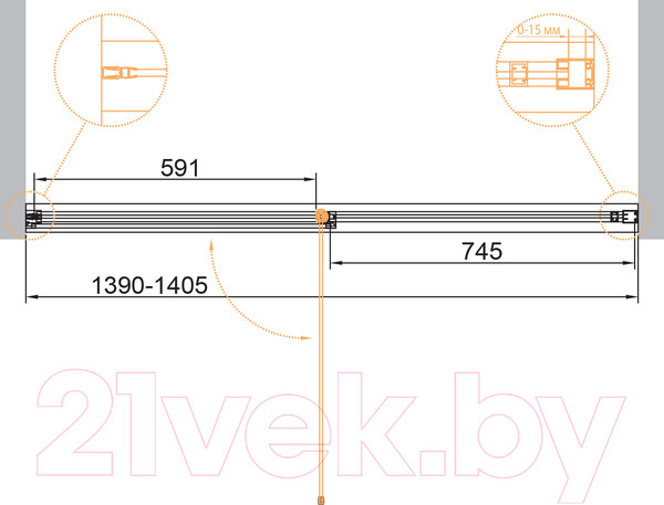 Изображение товара Душевая дверь Cezares URBAN-B-12-140-C-NERO