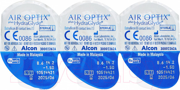 Изображение товара Комплект контактных линз Air Optix Plus HydraGlyde Sph-3.75 R8.6 D14.2 (3шт)