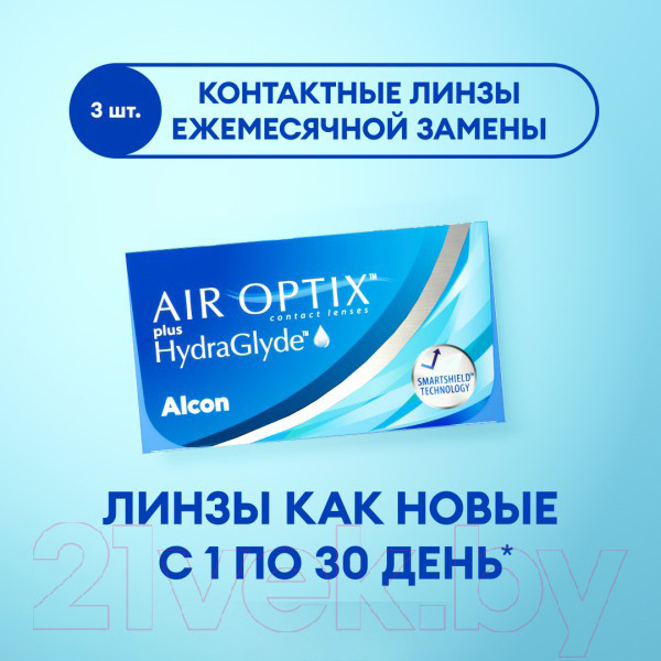 Изображение товара Комплект контактных линз Air Optix Plus HydraGlyde Sph-3.75 R8.6 D14.2 (3шт)