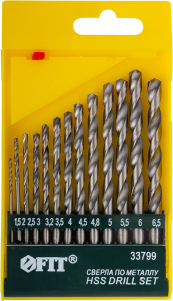 Изображение товара Набор сверл FIT HSS Полированные / 33799 (13шт)