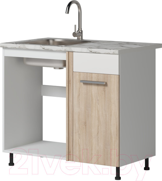 Изображение товара Шкаф под мойку Genesis Мебель Алиса 12 1000 (белый/дуб сонома)