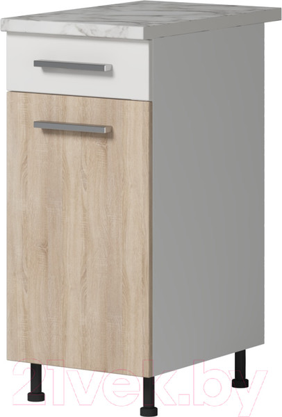 Изображение товара Шкаф-стол кухонный Genesis Мебель Алиса 12 с ящиком 400 (белый/дуб сонома)