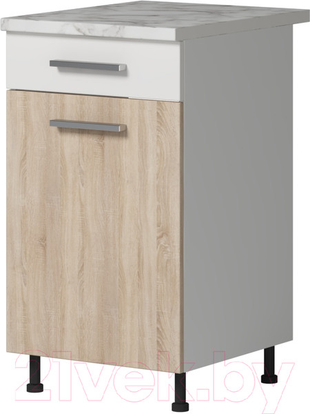 Изображение товара Шкаф-стол кухонный Genesis Мебель Алиса 12 с ящиком 500 (белый/дуб сонома)