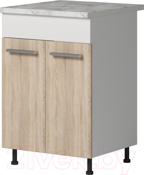 Изображение товара Шкаф-стол кухонный Genesis Мебель Алиса 12 600 2 двери (белый/дуб сонома)