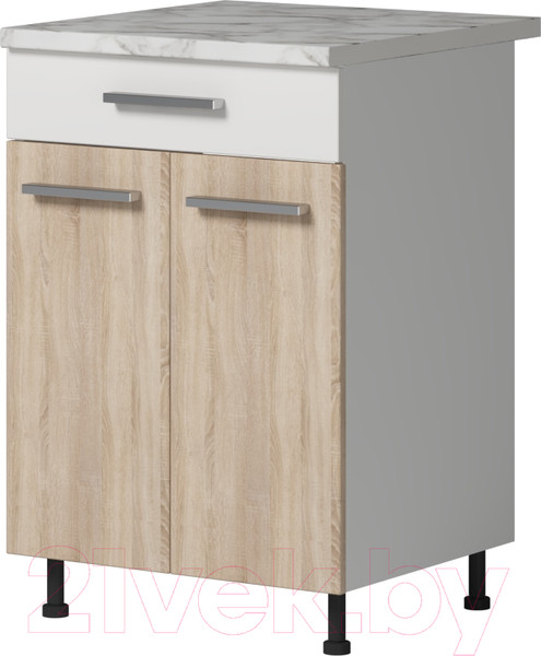 Изображение товара Шкаф-стол кухонный Genesis Мебель Алиса 12 с ящиком 600 2 двери (белый/дуб сонома)