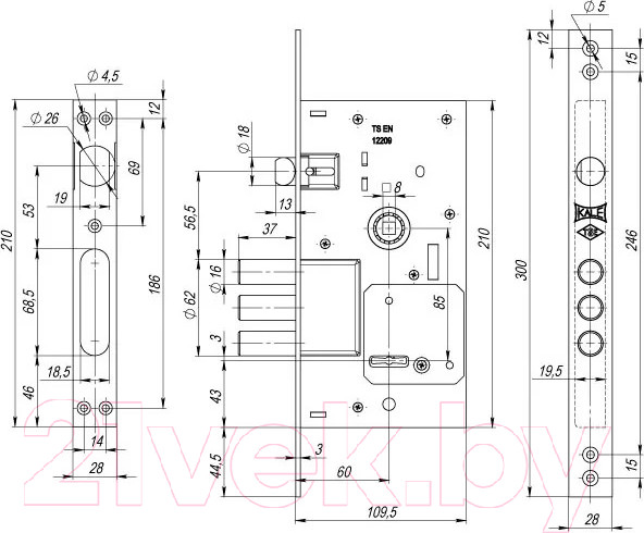 Изображение товара Замок врезной Kale Kilit 252RL