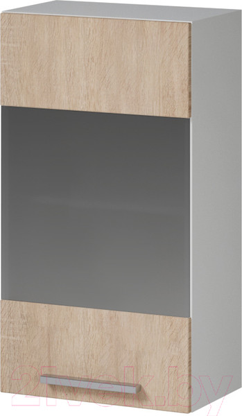 Изображение товара Шкаф навесной для кухни Genesis Мебель Алиса 12 400 со стеклом (белый/дуб сонома)