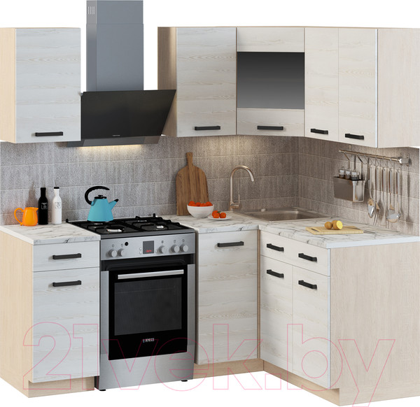 Изображение товара Кухонный гарнитур Genesis Мебель Алиса Loft №2 1.4x1.4 (дуб сонома/сосна белый)