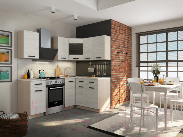 Изображение товара Кухонный гарнитур Genesis Мебель Алиса Loft №2 1.4x1.4 (дуб сонома/сосна белый)