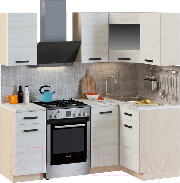 Изображение товара Кухонный гарнитур Genesis Мебель Алиса Loft №3 1.4x1.1 (дуб сонома/сосна белый)