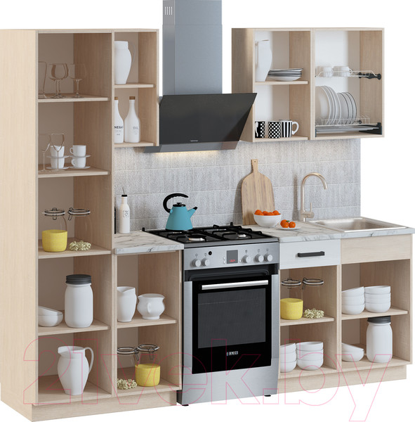 Изображение товара Кухонный гарнитур Genesis Мебель Алиса Loft 1750 (дуб сонома/сосна белый)