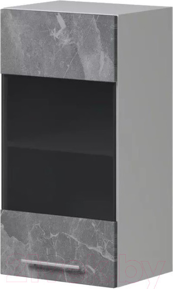 Изображение товара Шкаф навесной для кухни Genesis Мебель Алиса Каспий 400 со стеклом (белый/каспий темный)