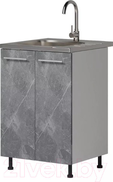 Изображение товара Шкаф под мойку Genesis Мебель Алиса Каспий 600 2 двери (белый/каспий темный)