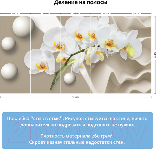 Изображение товара Фотообои листовые Citydecor Цветочный декор 6 3D (500x254)