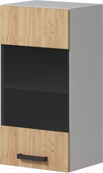 Изображение товара Шкаф навесной для кухни Genesis Мебель Алиса Craft 400 со стеклом (белый/дуб золотой)