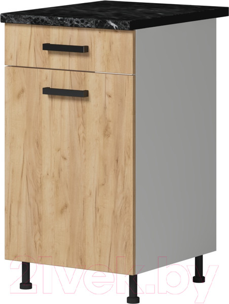 Изображение товара Шкаф-стол кухонный Genesis Мебель Алиса Craft 500 с ящиком (белый/дуб золотой)