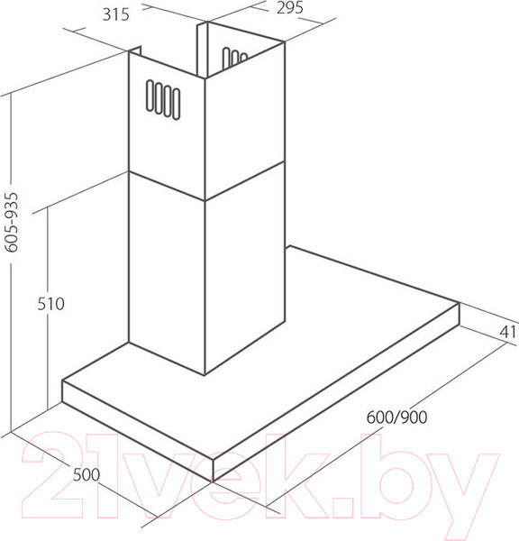 Изображение товара Вытяжка Т-образная Akpo Isla Feniks Slim Glass II 90 WK-9 (черный)