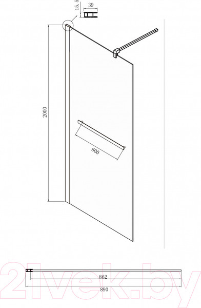 Изображение товара Душевая стенка Ambassador Walk-In 90x200 / 15031236