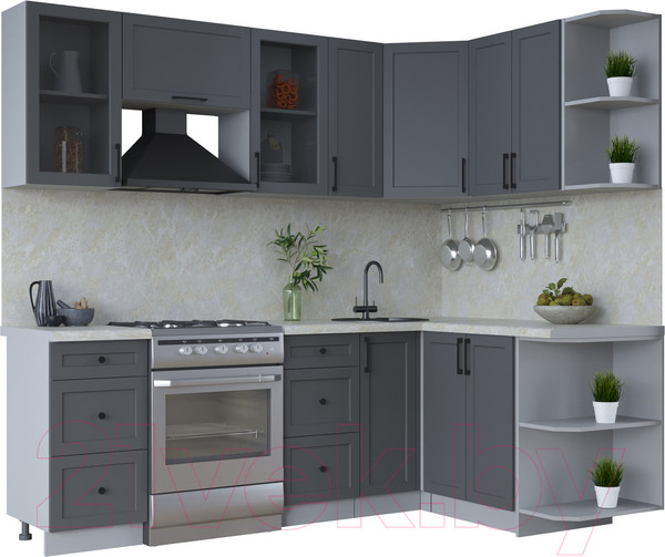 Изображение товара Кухонный гарнитур Интерлиния Тренд 1.5x2.3 правая (пепел/пепел/опал светлый)