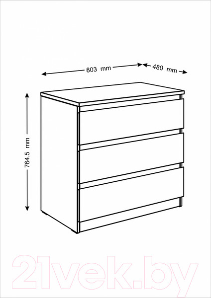 Изображение товара Комод Mio Tesoro Мальта 3 ящика 80x76 2.05.02.040.5 (дуб венге)