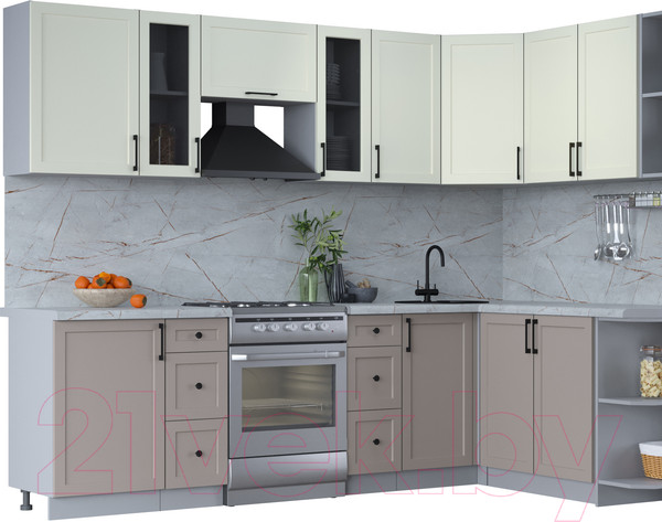 Изображение товара Кухонный гарнитур Интерлиния Тренд 1.7x2.7 правая (луна/белый/серый каспий)