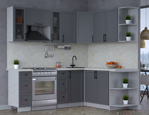 Изображение товара Кухонный гарнитур Интерлиния Тренд 1.7x2.2 правая (пепел/пепел/опал светлый)