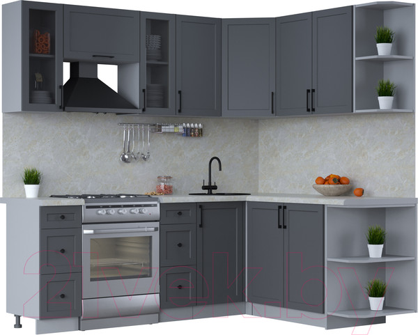 Изображение товара Кухонный гарнитур Интерлиния Тренд 1.7x2.2 правая (пепел/пепел/опал светлый)