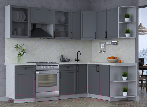 Изображение товара Кухонный гарнитур Интерлиния Тренд 1.7x2.5 правая (пепел/пепел/опал светлый)
