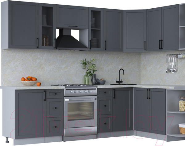 Изображение товара Кухонный гарнитур Интерлиния Тренд 1.7x2.7 правая (пепел/пепел/опал светлый)