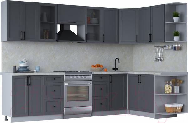 Изображение товара Кухонный гарнитур Интерлиния Тренд 1.7x3.0 правая (пепел/пепел/опал светлый)