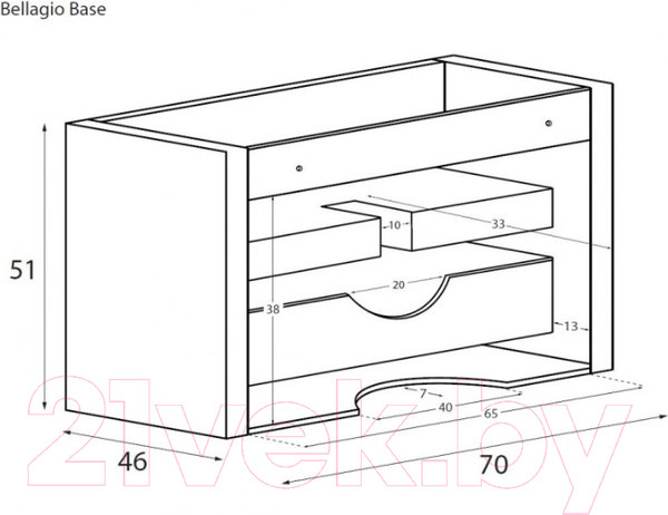 Изображение товара Тумба под умывальник Cezares Bellagio 54714