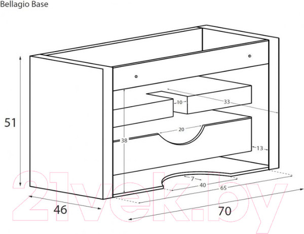 Изображение товара Тумба под умывальник Cezares Bellagio 54715