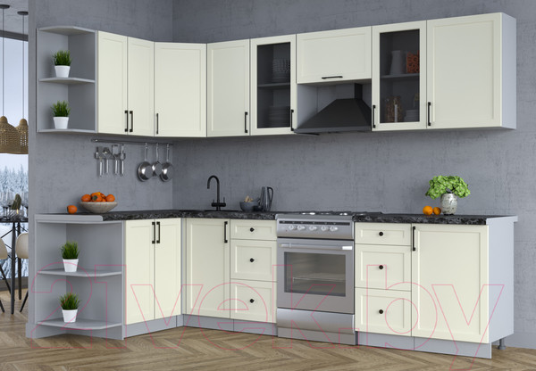 Изображение товара Кухонный гарнитур Интерлиния Тренд 1.5x2.9 левая (белый/белый/кастилло темный)