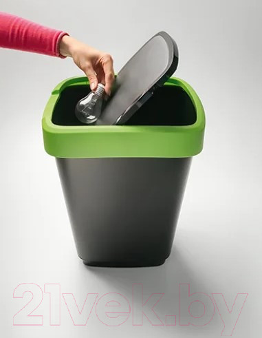 Изображение товара Контейнер для мусора Rotho Twist / 1754505092 (50л, черный/зеленый)