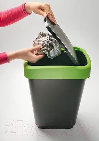 Изображение товара Контейнер для мусора Rotho Twist / 1754505092 (50л, черный/зеленый)
