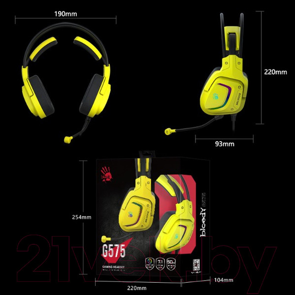 Изображение товара Наушники-гарнитура A4Tech Bloody G575 Punk (желтый)