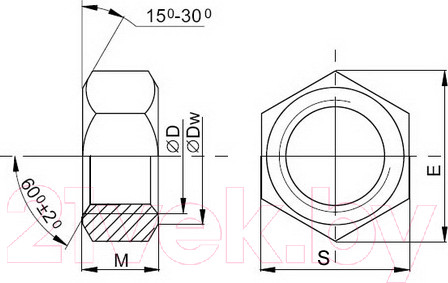 Изображение товара Гайка ЕКТ М16 DIN934 / 5724125 (50шт, нержавеющая сталь)