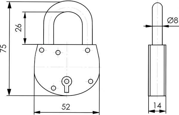 Изображение товара Замок навесной No Brand ЗВС-2 d12мм (3 ключа)