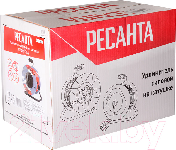 Изображение товара Удлинитель на катушке Ресанта СУ-2x1-30/2 (61/118/4)