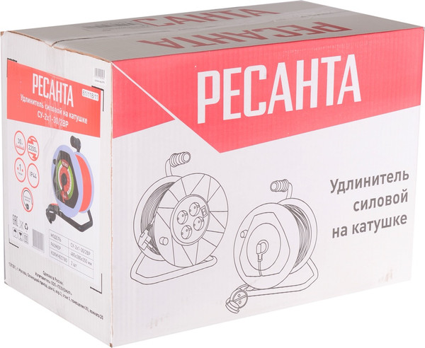 Изображение товара Удлинитель на катушке Ресанта СУ-2x1-30/2ВР (61/118/11)