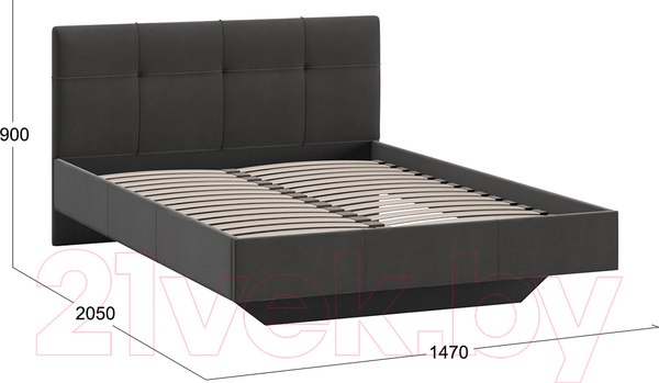 Изображение товара Полуторная кровать ТриЯ Элис тип 1 с мягкой обивкой 140x200 (велюр графит)